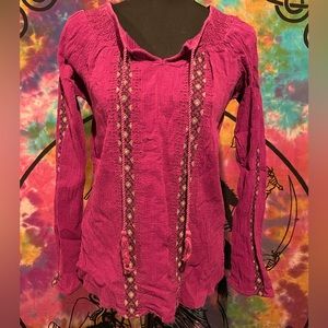 Womens boho top purple long sleeve small